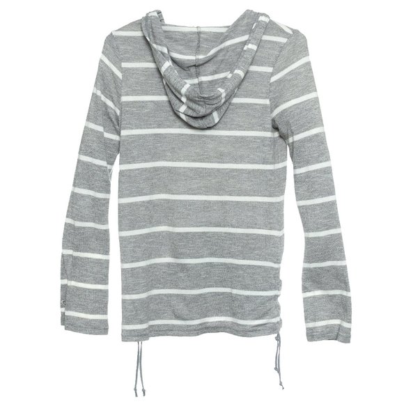 Roxy Grey Striped Pullover Sweater Hoodie Size Medium - Picture 3 of 5